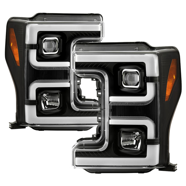 Spyder Projector Headlights - White Light Bar Parking Light - Black