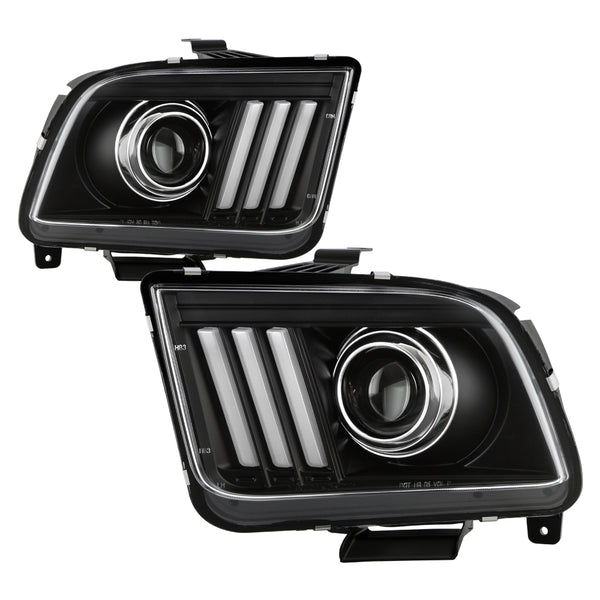 Spyder High-Power LED Module ( Low Beam ) Equipped Headlights - Version 2 - Black — 2005-2008 Ford Mustang (5088192)