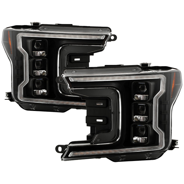 Spyder High-Power LED Module (High Beam And Low Beam) Equipped Headlights - Black — 2018-2020 Ford F-150 (5088475)