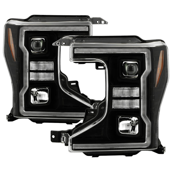 Spyder Projector Headlights - Sequential LED Turn Signal Lights - Black — for select Ford trucks (5088628)
