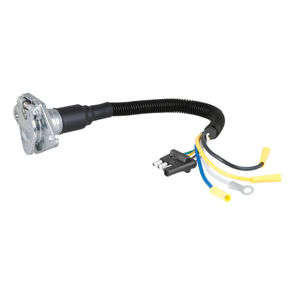 CURT Adaptateur de câblage de remorque, 4 voies plat à 6 voies rond (57183)