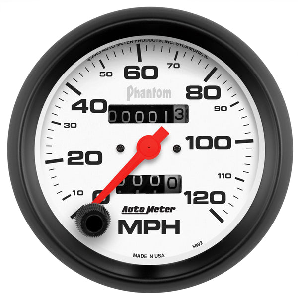 AutoMeter 3-3/8" Speedometer, 0-120 MPH, Phantom — Red (5892)