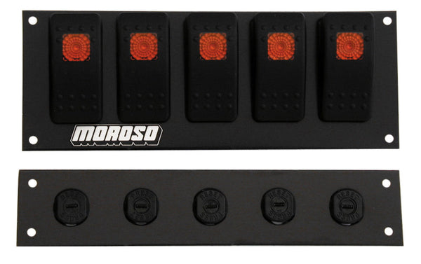 Moroso Panneau d'interrupteurs à bascule - montage sur surface plane - DEL - 2.488 po x 6.695 po - cinq interrupteurs marche/arrêt
