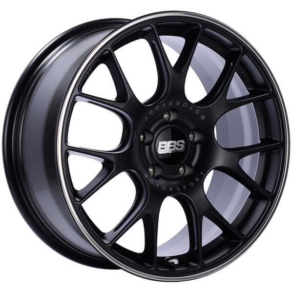 BBS Roue CH-R 18x8.5 5x112 ET47 à protège-jante poli - noir satiné - PFS/agrafe 82mm requis