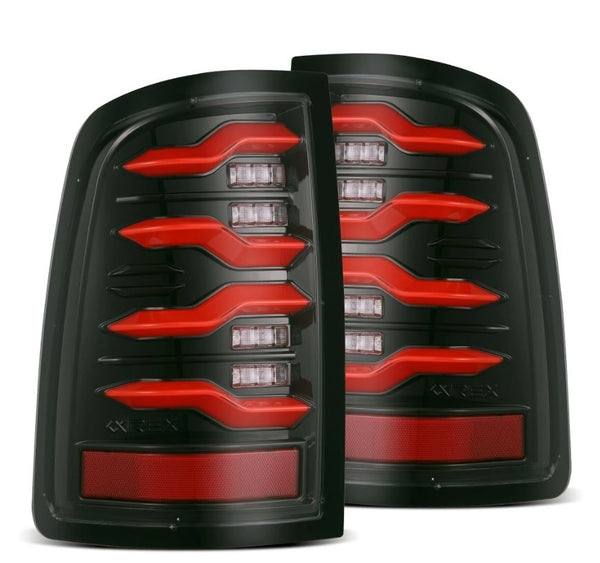 AlphaRex LED Taillights Black Red — 2009-2018 Dodge RAM (640002)