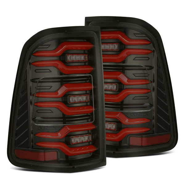 AlphaRex LED Taillights Black Red — 2019-2021 Dodge Ram 1500 (640050)