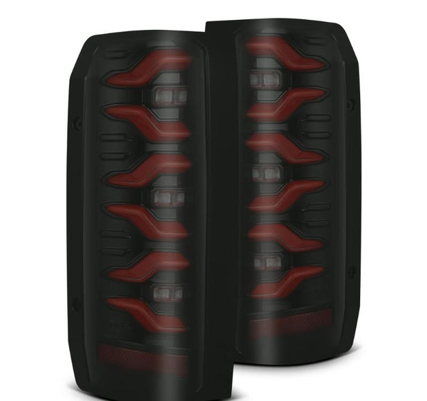 AlphaRex LED Taillights Black Red — 1987-1996 Ford Bronco/F-150 (658007)
