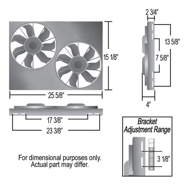 Derale Powerpack - High Output Dual 12" RAD Fan/Aluminum Shroud Kit with PWM Controller — Gray/Black (66825)