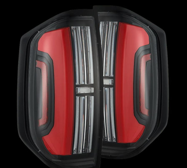 AlphaRex Prismatic LED Taillights Black Red — 2014-2021 Toyota Tundra (672052)