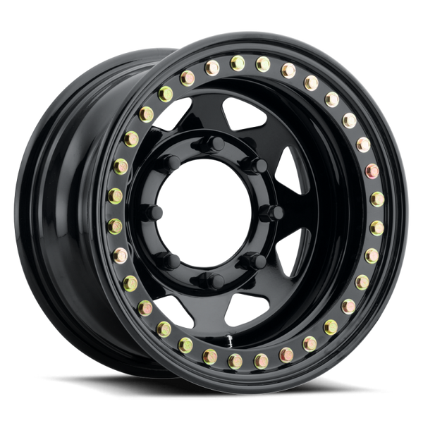 Raceline RT80 Rock 8 Spoke 15x10in / 8x165.1 BP / -25mm Offset / 130.81mm Bore - Gloss Black