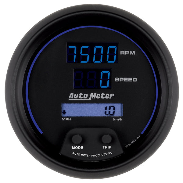 AutoMeter 3-3/8" Tachometer/Speedometer Combo, 10K RPM/260 MPH/260 KM/H, Cobalt Digital