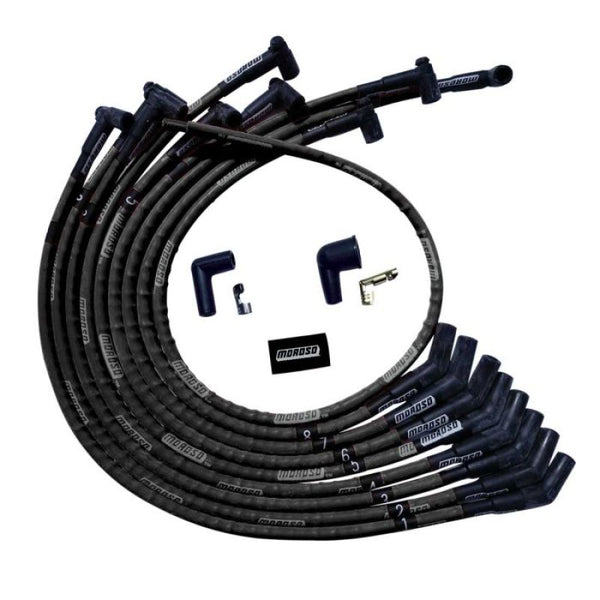Moroso Jeu de fils de bougies Ultra gainé SB Ford, embout de bougie 135, HEI - noir