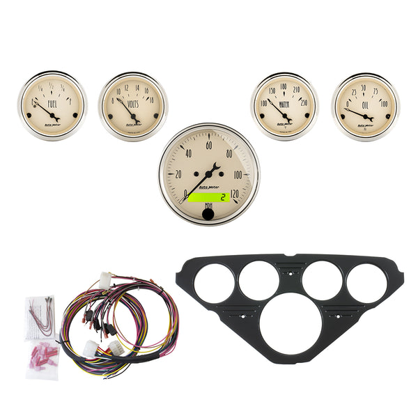 AutoMeter Direct Fit Dash Kit, Chevy Truck 55-59, MPH/Fuel/Oilp/Wtmp/Bat, AB (7049-AB)