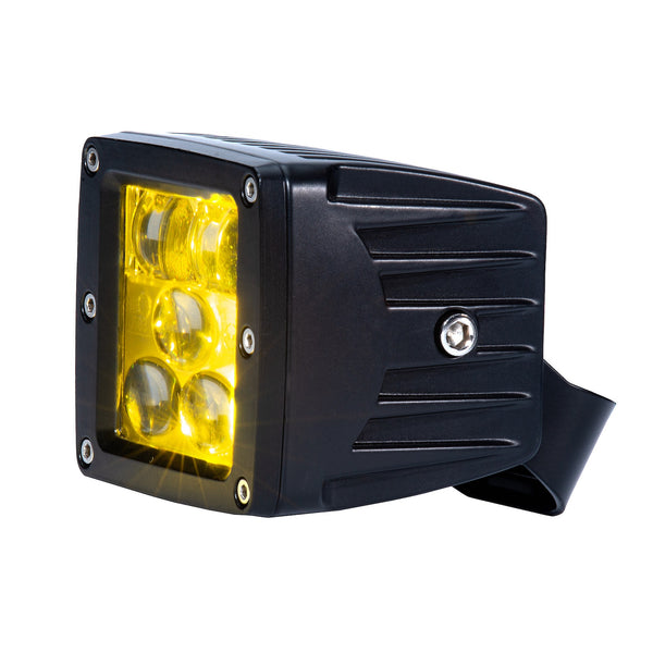 Brightsource Cube Light 300k 25W 3in Yellow Beam Fog Pattern - Pair (Universal)