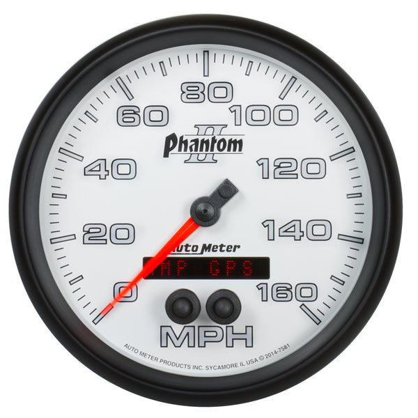 AutoMeter Indicateur de vitesse GPS 5 po, 0-160 MPH, Phantom II