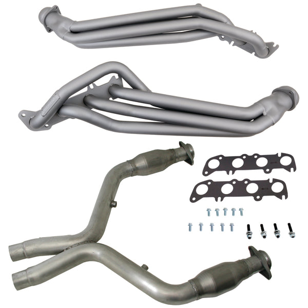 BBK Collecteurs à tubes longs 1-3/4 avec tuyau en X catalysé à haut débit 11-14 Ford Mustang GT (céramique titane)