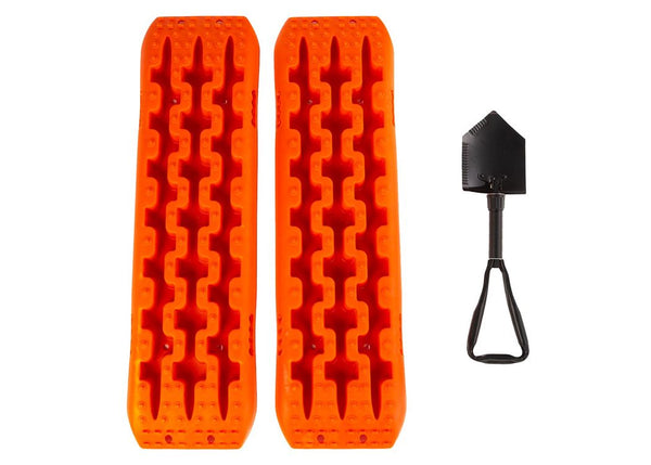 Rugged Ridge Traction Recovery Kit: Includes Two Orange Nylon Traction Boards&Folding Shovel