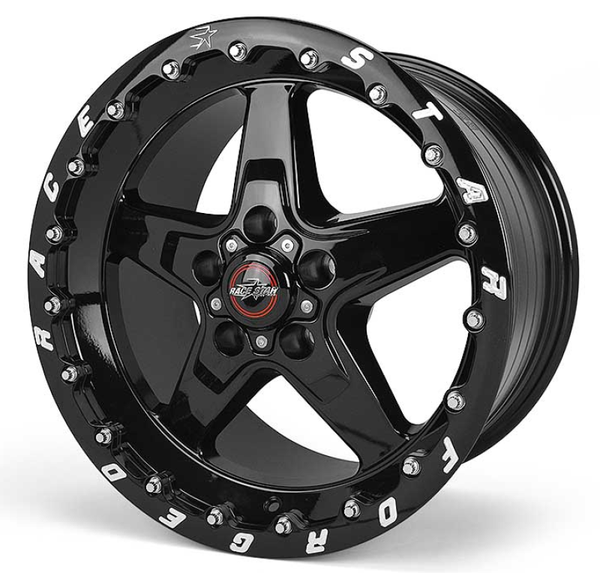 Race Star Roue 92 Drag Star Bracket Racer 17x10.5 5x4.50BC 7.6BS - noir brillant - verrou de talon simple