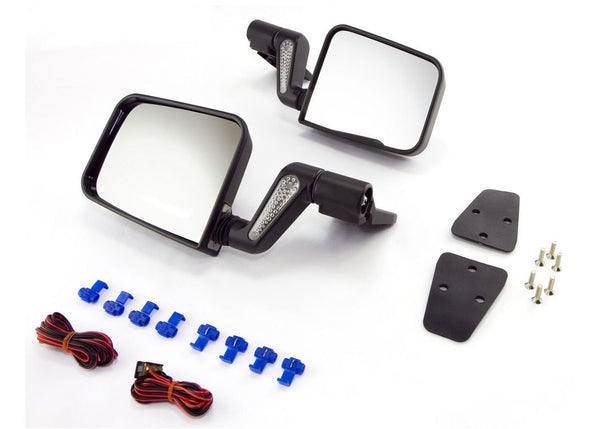 Rugged Ridge Mirror Heated PAIR Black 8702W/HALF Doors 9402 W/FULL Doors YJ & TJ