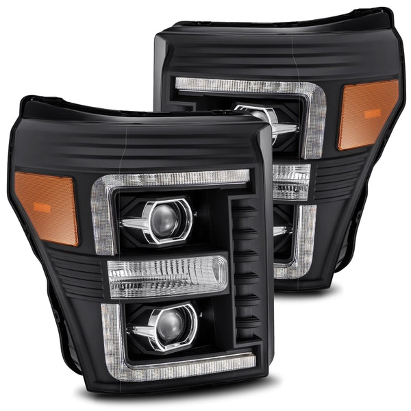 AlphaRex LED Projector Headlights Plank Style Design Black — 2011-2016 Ford F-350 (880146)