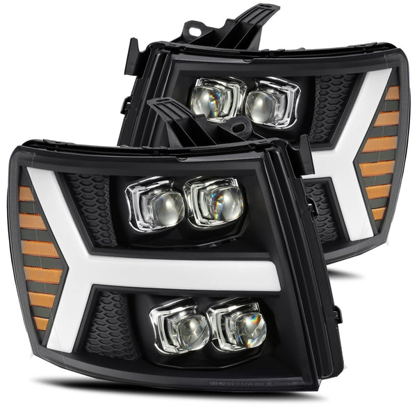 AlphaRex LED Projector Headlights Plank Style Design Black — 2007-2013 Chevy 1500HD (880209)