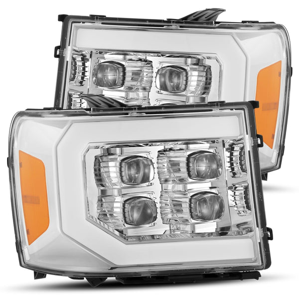 LED Projector Headlights 07-13 Sierra 1500 Chrome AlphaRex Nova Series