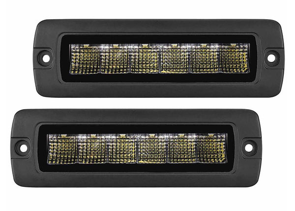Go Rhino Blackout Series Flush Mount Sixline Flood Light KIT BLK