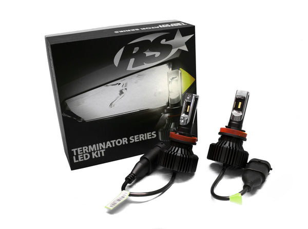 Race Sport Terminator Series 9005 Fan-less LED Conversion Headlight Kit with Pin Point Projection Optical Aims and Shallow Mount Design