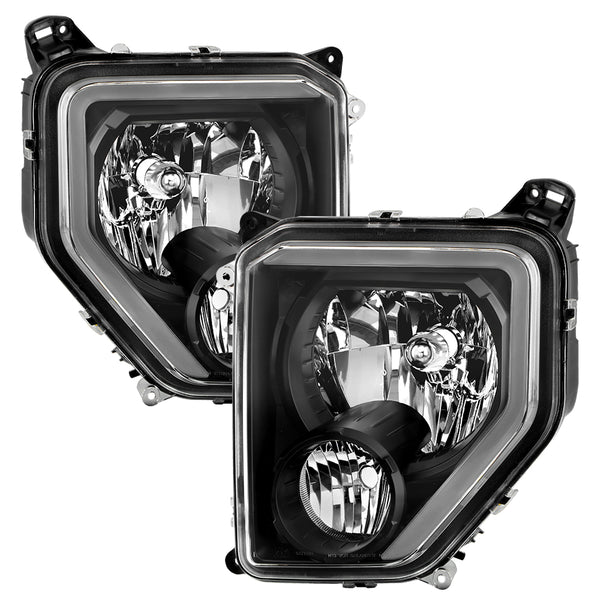 Spyder Crystal Headlight Set w/ Light Bar - Black