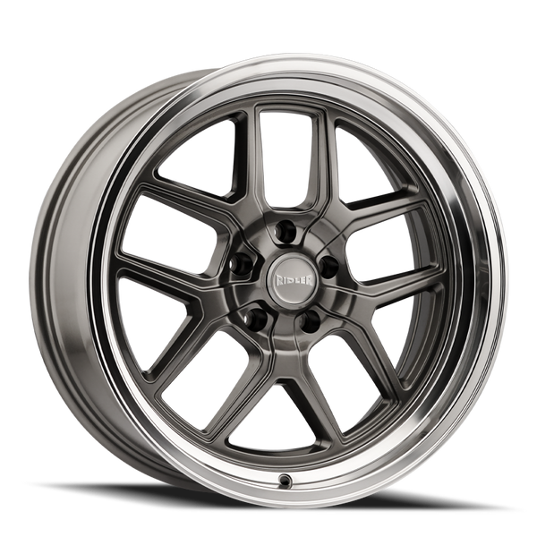 Ridler 610 17x7 / 5x120.65 BP / 0mm Offset / 83.82mm Hub Gloss Grey Polished Wheel