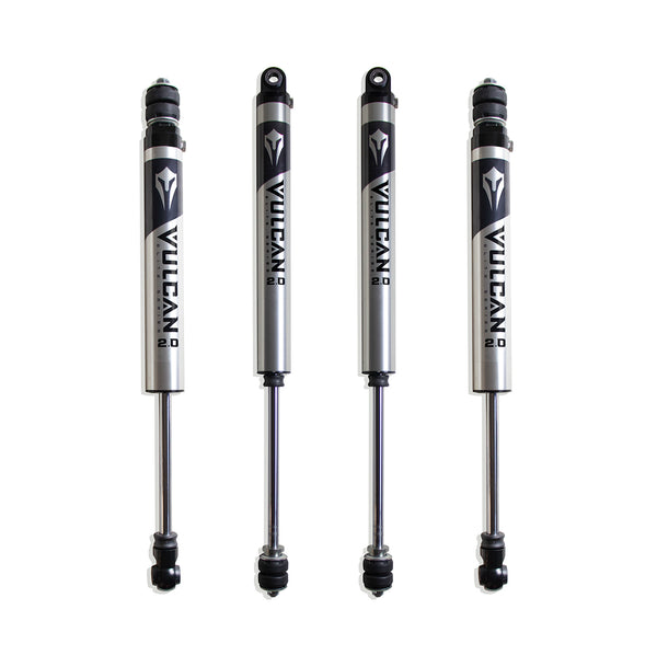 MaxTrac F&R Vulcan Series Shocks - 2.5" Lift Height — Brushed Silver — 2014-2026 Ram 2500 (947225V)