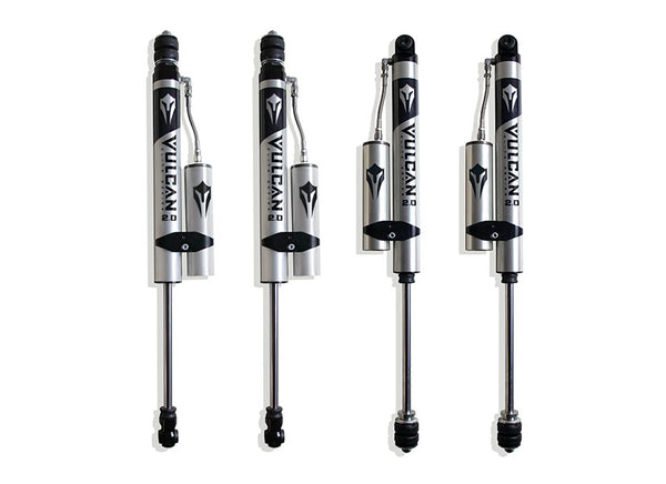MaxTrac F&R Vulcan Series Reservoir Shocks - 2.5" Lift Height — Brushed Silver, 4WD (947225VR)