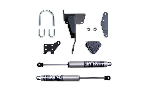 MaxTrac Dual Steering Stabilizer Kit with Fox Stabilizers — Grey Powdercoat — 2013-2026 Ram 3500; 2014-2026 Ram 2500 (9472DSS-F)