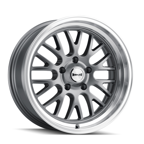 Ridler 607 18x9.5 / 5x120.65 BP / 6mm Offset / 83.82mm Hub Gloss Grey Machined Wheel
