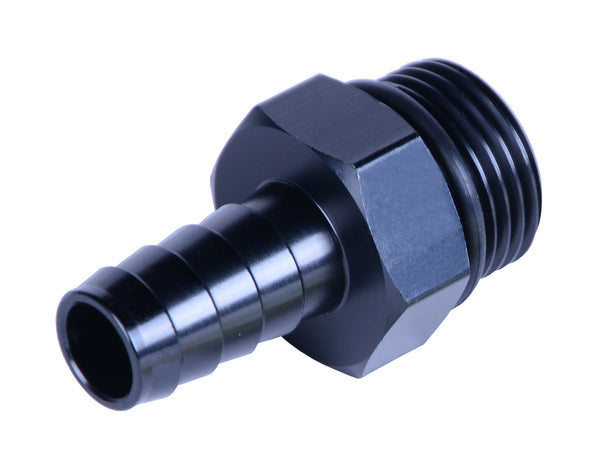 Derale Aluminum Cooler/Adapter Fitting 1/2" hose barb x -10AN O-ring, Black Anodized