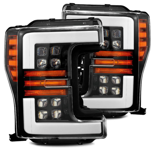 LED Projector Headlights 17-19 Super Duty Black AlphaRex Nova Series