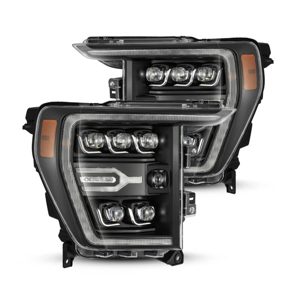 Black AlphaRex Nova Series LED Projector Headlights W/Activation Light/Sequential Signal - 21-23 F150