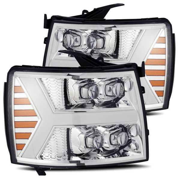 LED Projector Headlights 07-13 Silverado 1500 Chrome AlphaRex Nova Series