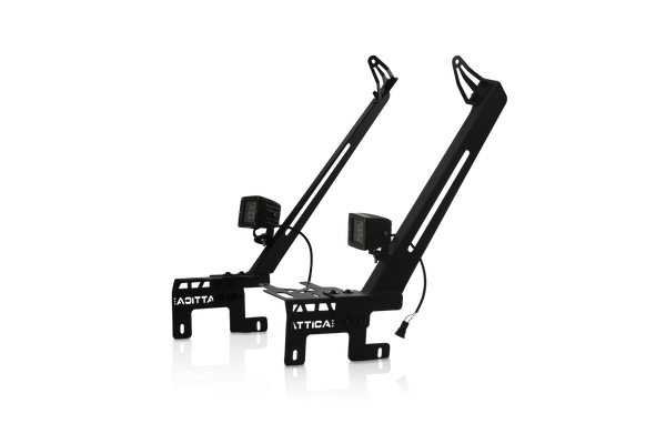 Attica 4x4 2018-2024 Wrangler/2020-2024 Gladiator Frontier Series A Pillar Light Mount Bracketblckpwder Coated