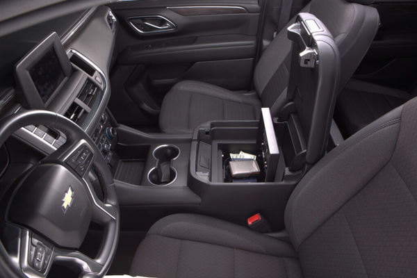 Tuffy Security Products Center Console Safe for 2021-2027 Tahoe/Yukon/Suburban - Keyed Lock