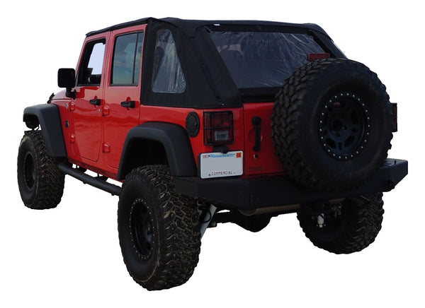 RT Offroad Black Sailcloth Bowless Soft Top w/ Tinted Windows for JK Wrangler w/ 4 Door