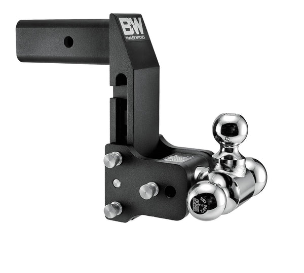 Adjustable Ball Mount Works with GM Multi-Pro Tailgate 2-1/2 Inch Shank - 2 & 1-7/8 & 2-5/16 Inch Tri-Ball - 3 to 7 Inch Drop B&W Tow & Stow Ball Mount with Ball