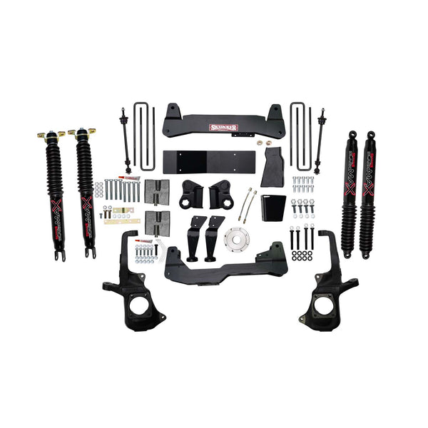 Skyjacker 7 in. Lift Kit With Raised Torsion Bar Brackets And Black MAX Shocks. — Front — 2011-2019 Chevrolet Silverado 2500 HD, GMC Sierra 2500 HD (C1178K-B)