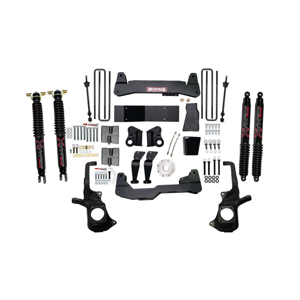 Skyjacker 7 in. Lift Kit With Raised Torsion Bar Brackets And Black MAX Shocks. — Front — 2011-2019 Chevrolet Silverado 3500 HD, GMC Sierra 3500 HD (C1178KH-B)