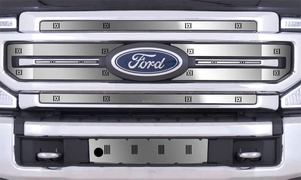 Cloud-Rider Stainless Winter Grille & Bumper Overlay - 20-22 Super Duty Lariat Without Adaptive Cruise Control with Block Heater without License Plate
