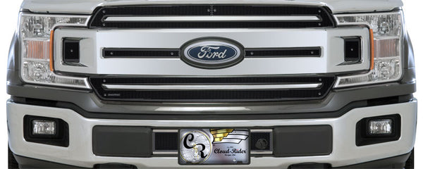 Cloud-Rider Black Grille & Bumper Overlay - 18-20 F150 XLT Bar with Grille - with Licence Plate & Block Heater Hole
