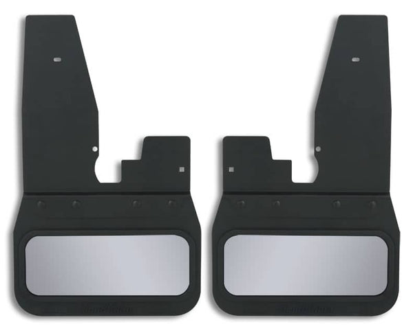 Cloud-Rider Black Custom Fit 14" Wide Kickback Front Mud Flaps with Stainless Insert - 13-18 Ram 2500/3500