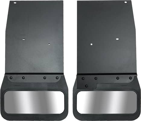 Cloud-Rider Black Custom Fit 14" Wide Kickback Rear Mud Flaps with Stainless Insert - 19-26 Ram 2500/3500