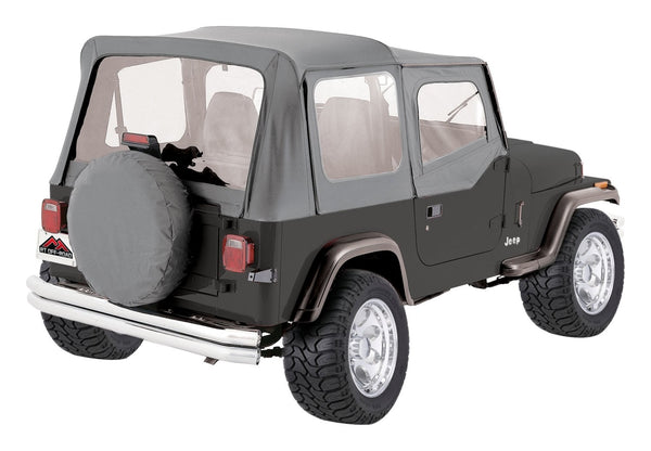 RT Offroad Complete Gray Denim Soft Top for YJ Wrangler w/ Soft Upper Doors