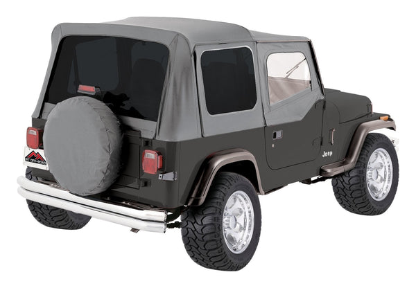 RT Offroad Gray Denim Soft Top w/ Tinted Windows for YJ Wrangler w/ Soft Upper Doors